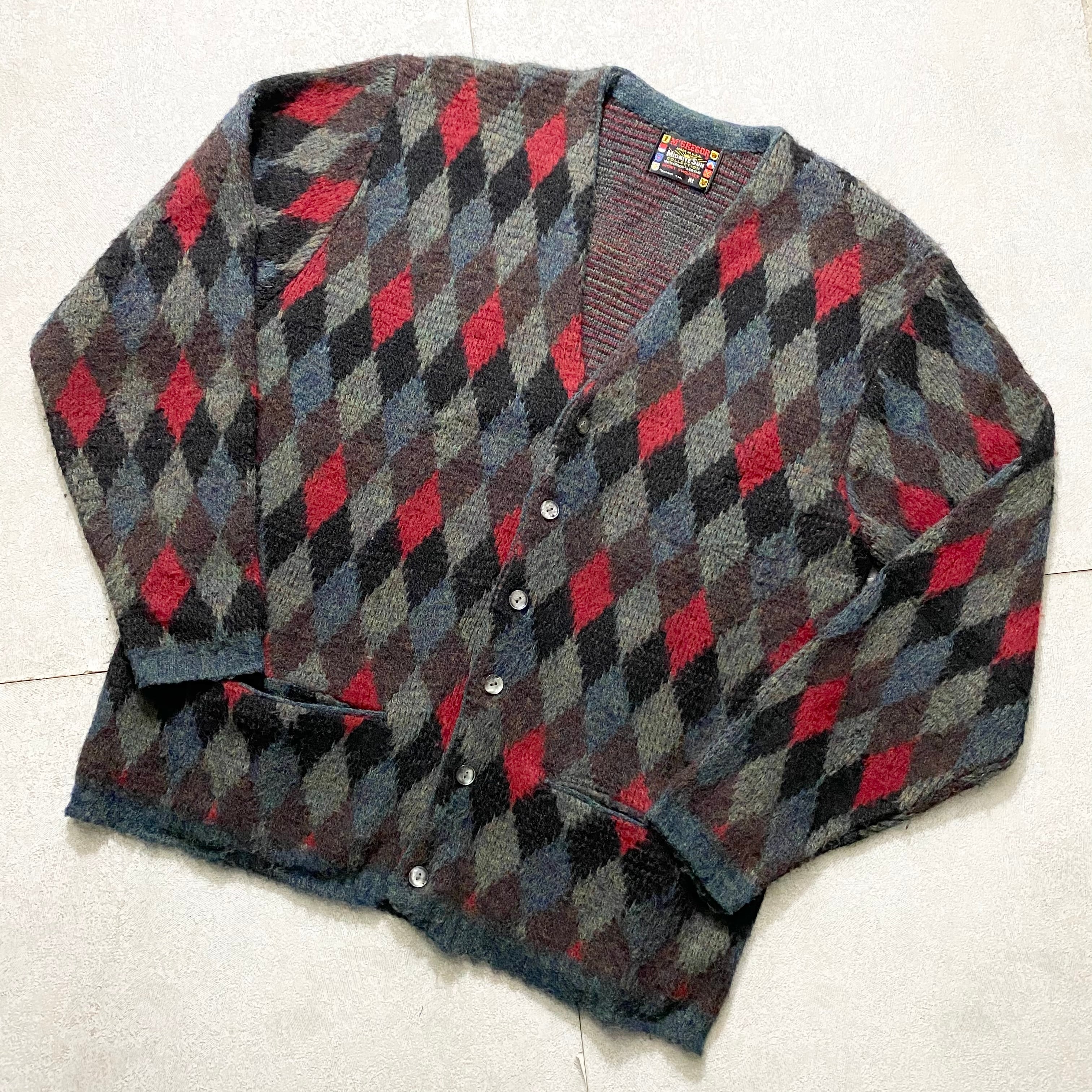 vintage 's McGREGOR diamond pattern cardigan   NOIR ONLINE