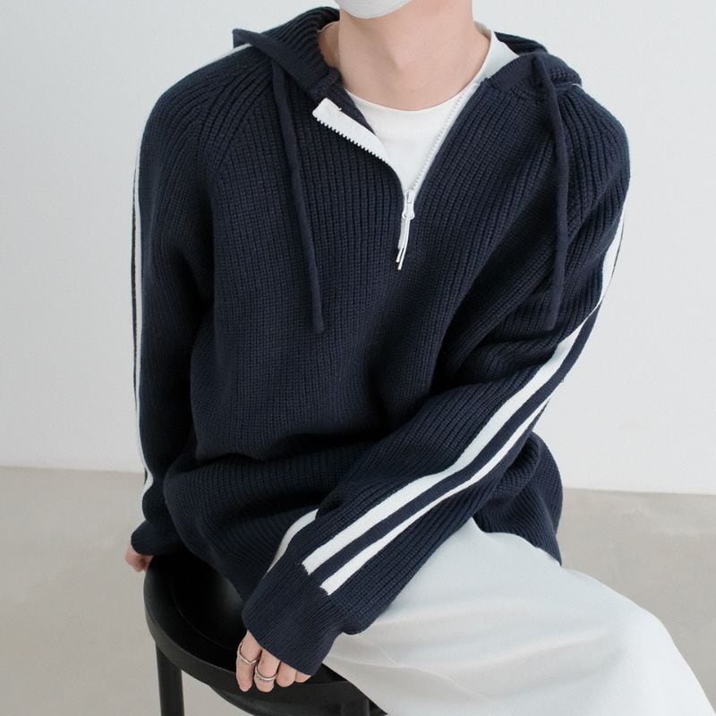 ハーフジップライン入りセーター C10686