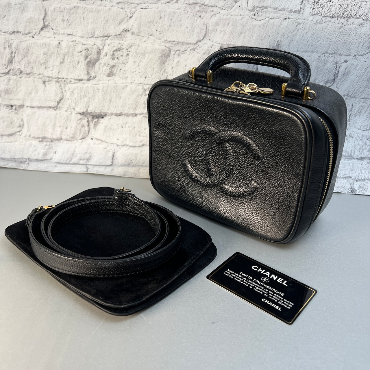 【最終処分SALE】CHANEL シャネル ココマーク ２ＷＡＹバニティバッグ  キャビアスキン ショルダーバッグ ブラック A-11953