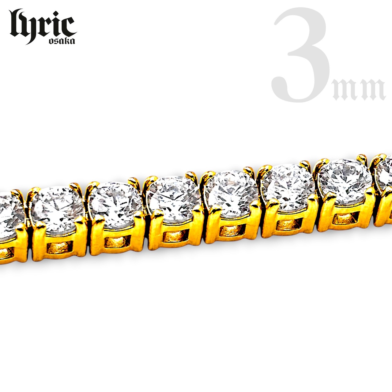 【最高級】stainless316L 3mm 40cm luxury tennis necklace gold