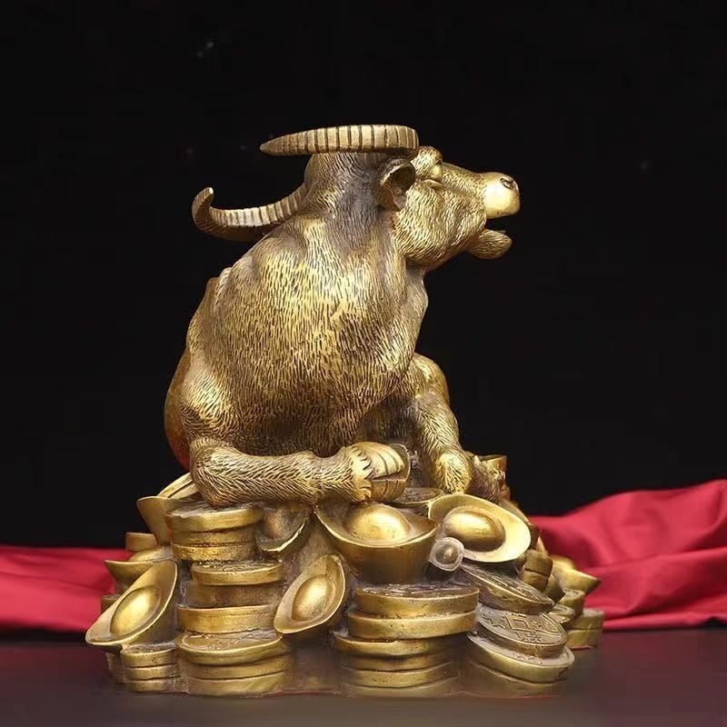 雄牛 置物 オブジェ 風水 金運 金色 インテリア 開運グッズ 縁起物
