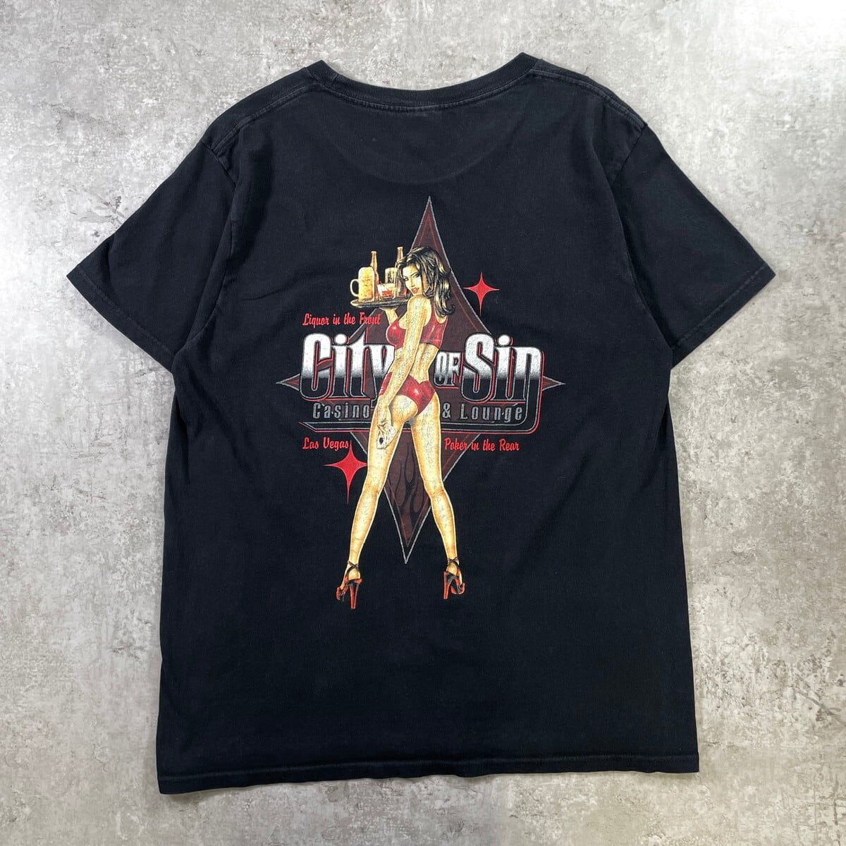 City of Sin Casino & Lounge セクシーガール プリントTシャツ メンズL