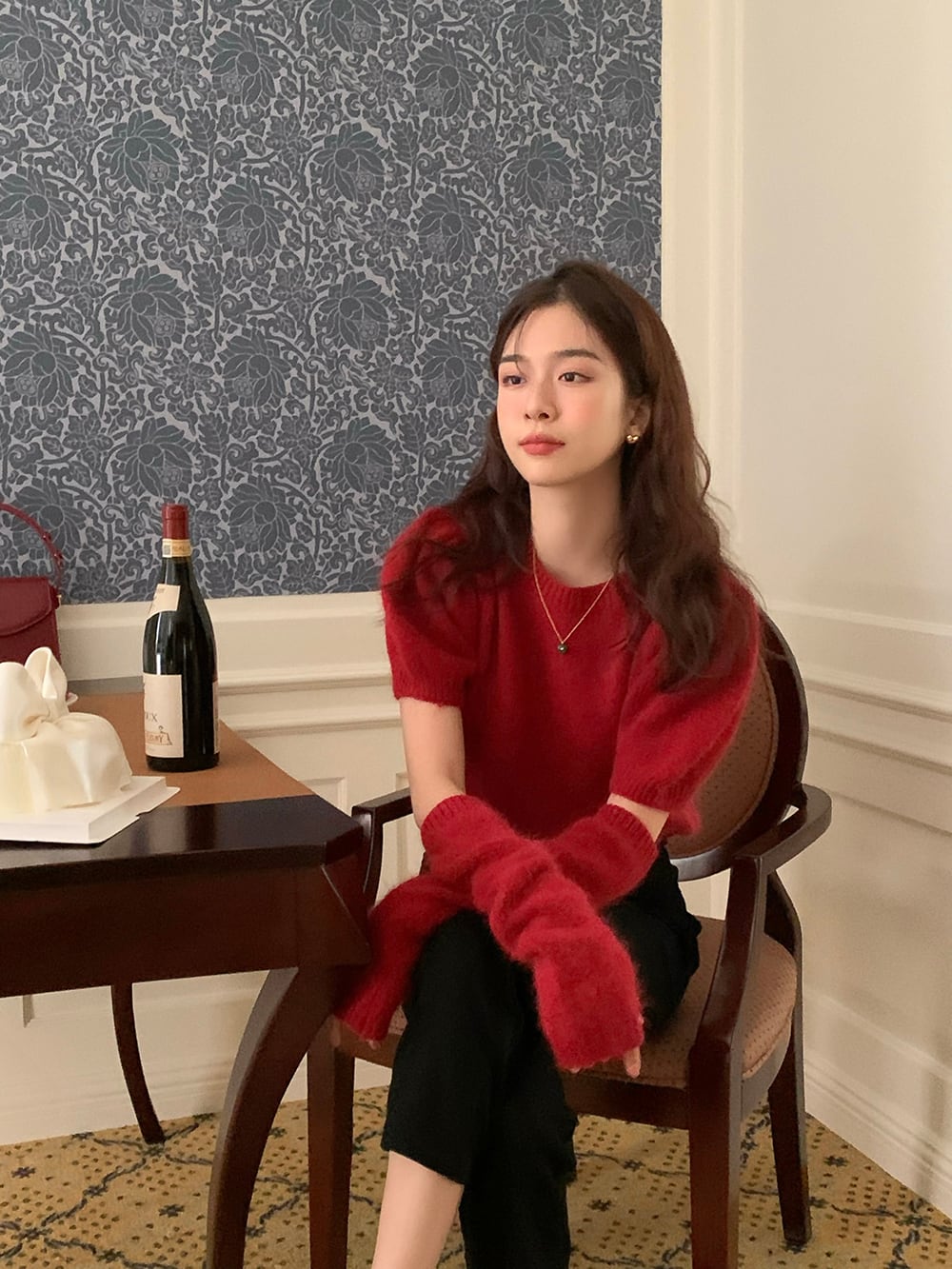 ニット レディース セーター/アームウォーマー 半袖 着回し