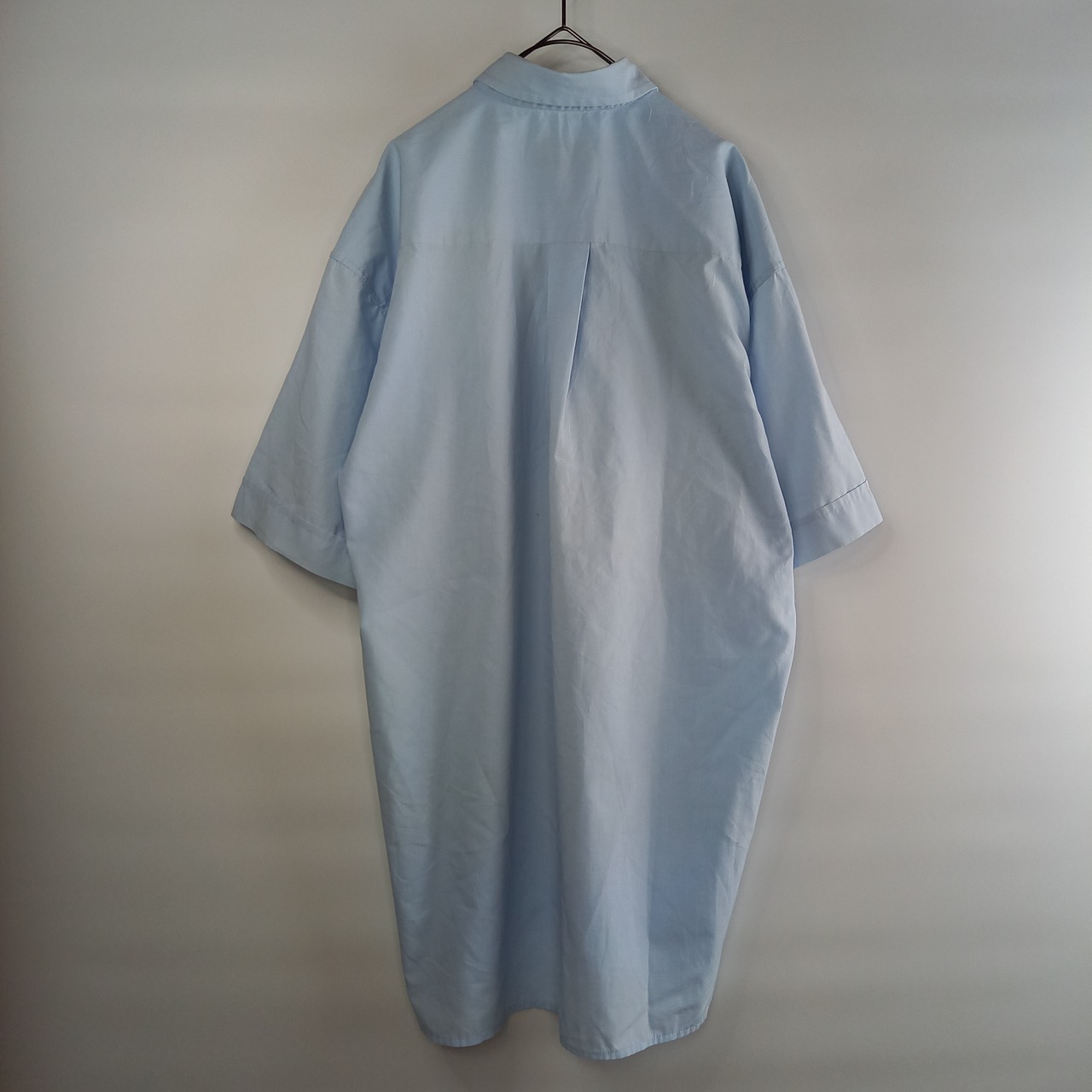 ポロバイラルフローレン　BDシャツ　半袖　無地　刺繍ロゴ　ライトブルー　L