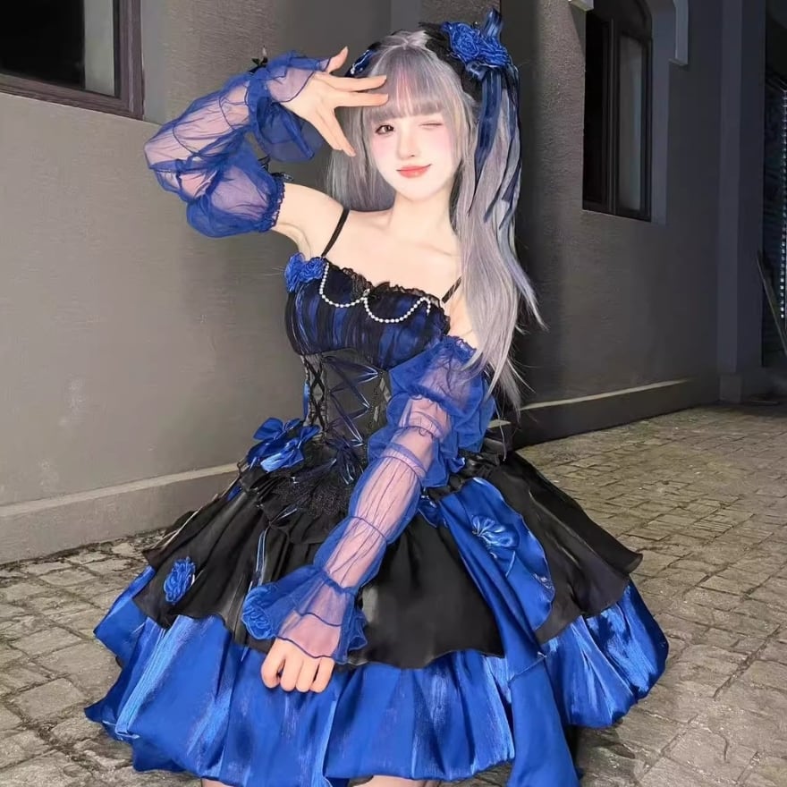 サブカル 服 地雷系 通販 ドレス ホルターネック プリンセスドレス キラキラ衣装 ステージ衣装 かわいい 生誕祭 ドールファッション