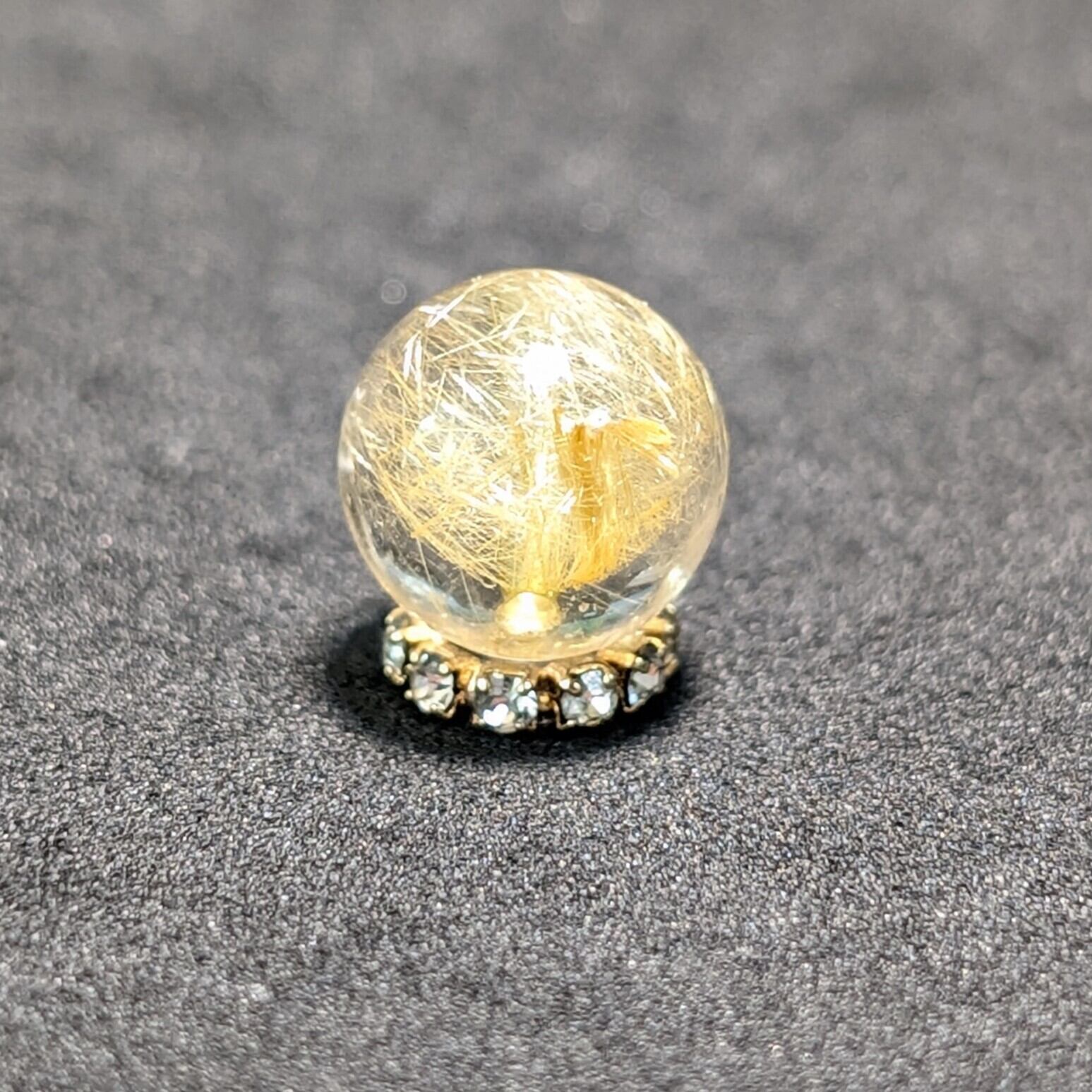 一点物 【豪快な太金針】ゴールドタイチンルチル 10ミリ 1粒売り お守り石 一点物【優しい金糸が美しい】 ゴールドルチル 粒売り 10ミリ 水晶の