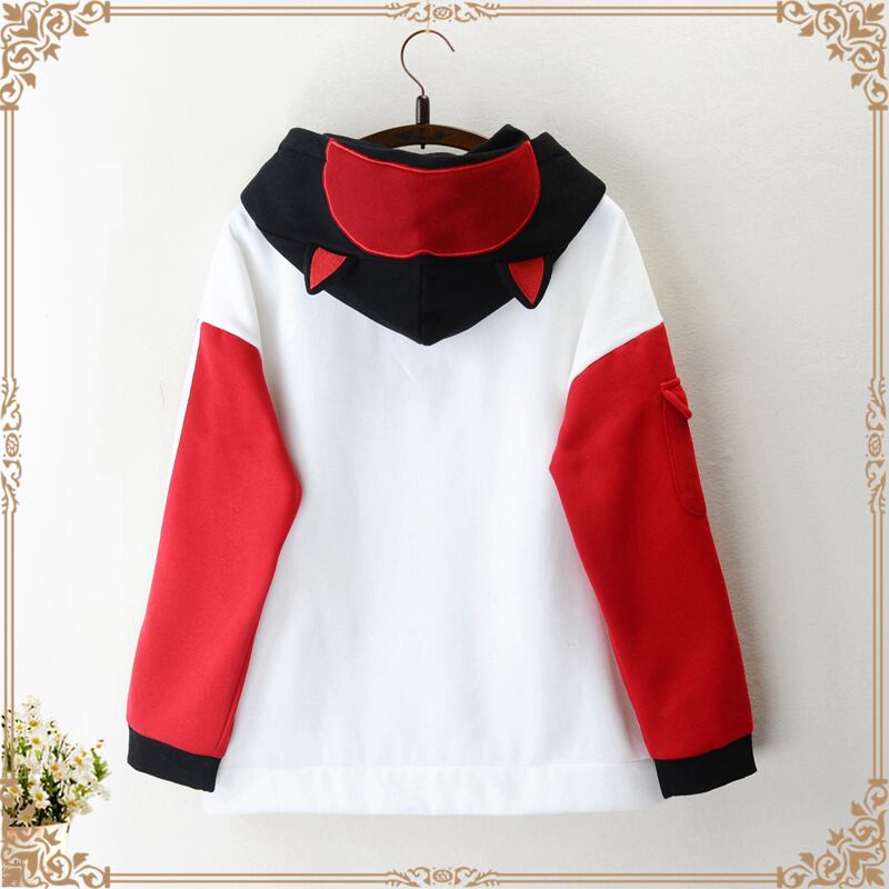 赤と白のストライプ フード付きパーカー パーカー トップス レディースファション キャンパス 刺繍