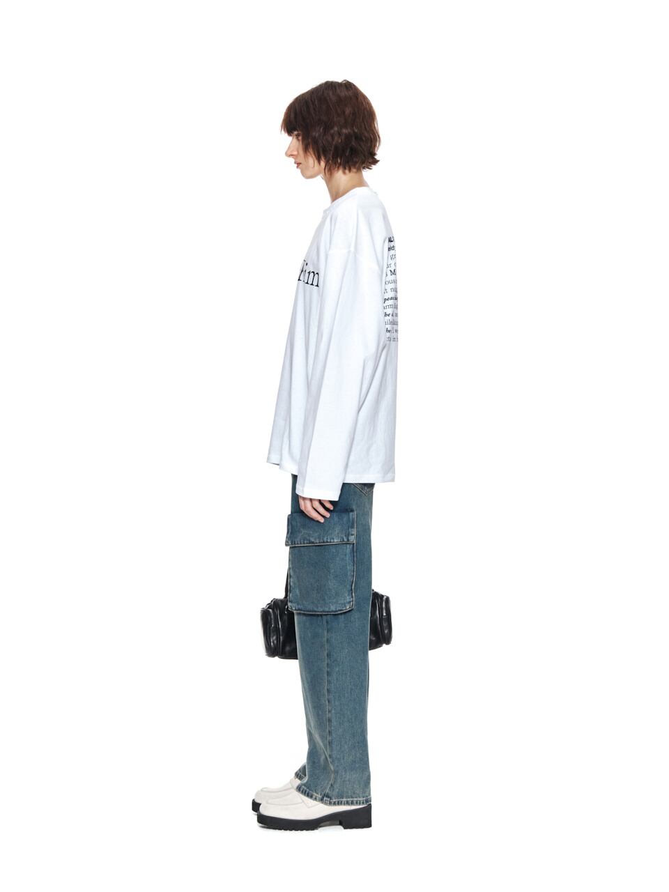 Matin Kim] MATIN TYPO LONG SLEEVE TOP IN WHITE 正規品 韓国ブランド