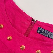 90s リネン100% GIVENCHY ジバンシィ NOUVELLE BOUTIQUE  スタッズ ワンピース サイズ 10 1/2/ビビットピンク系 レディース ビンテージ