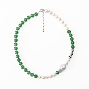 silver necklace  SMN6 グリーンカルセドニーネックレス