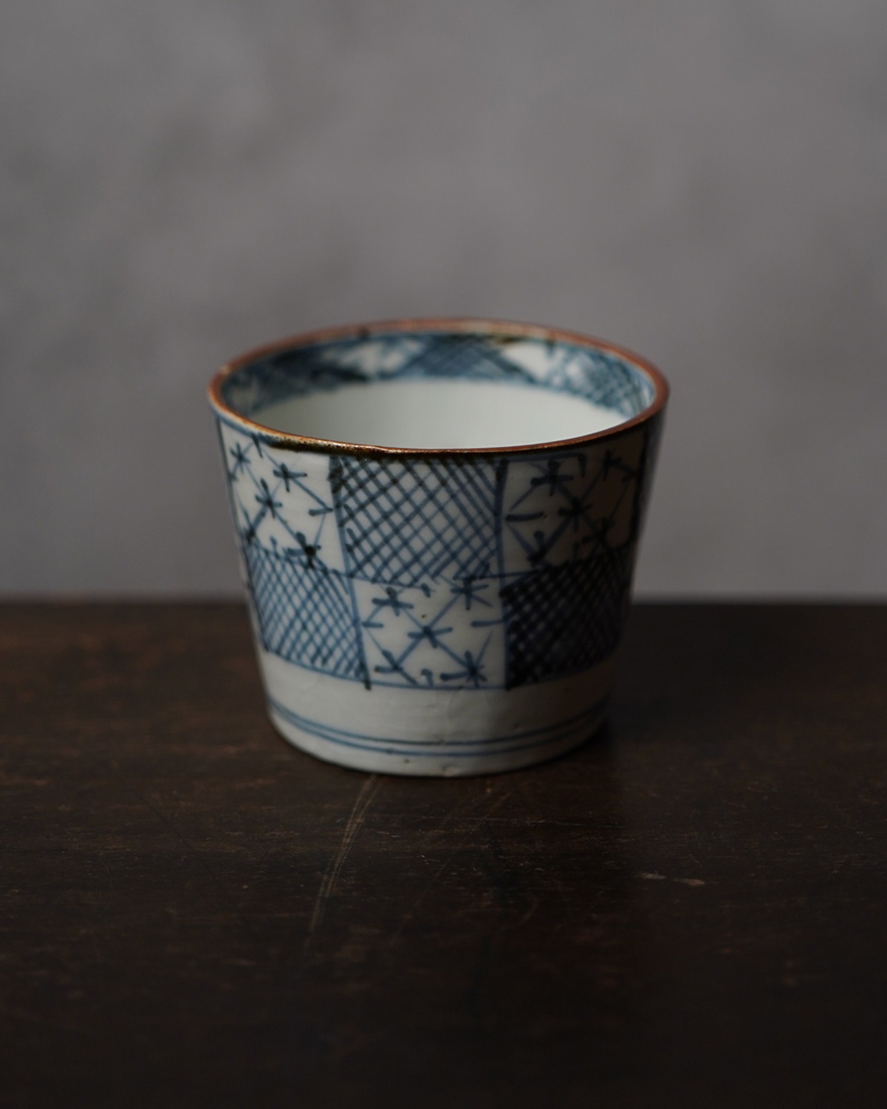 猪口　古伊万里　市松文　A　/　江戸後期