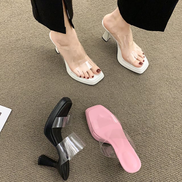 サンダル レディース シューズ 靴 ハイヒール 厚底 クリア スケルトン 春夏 ブラック/ホワイト/ピンク 22.5cm/23cm/23.5cm/24cm/24.5cm