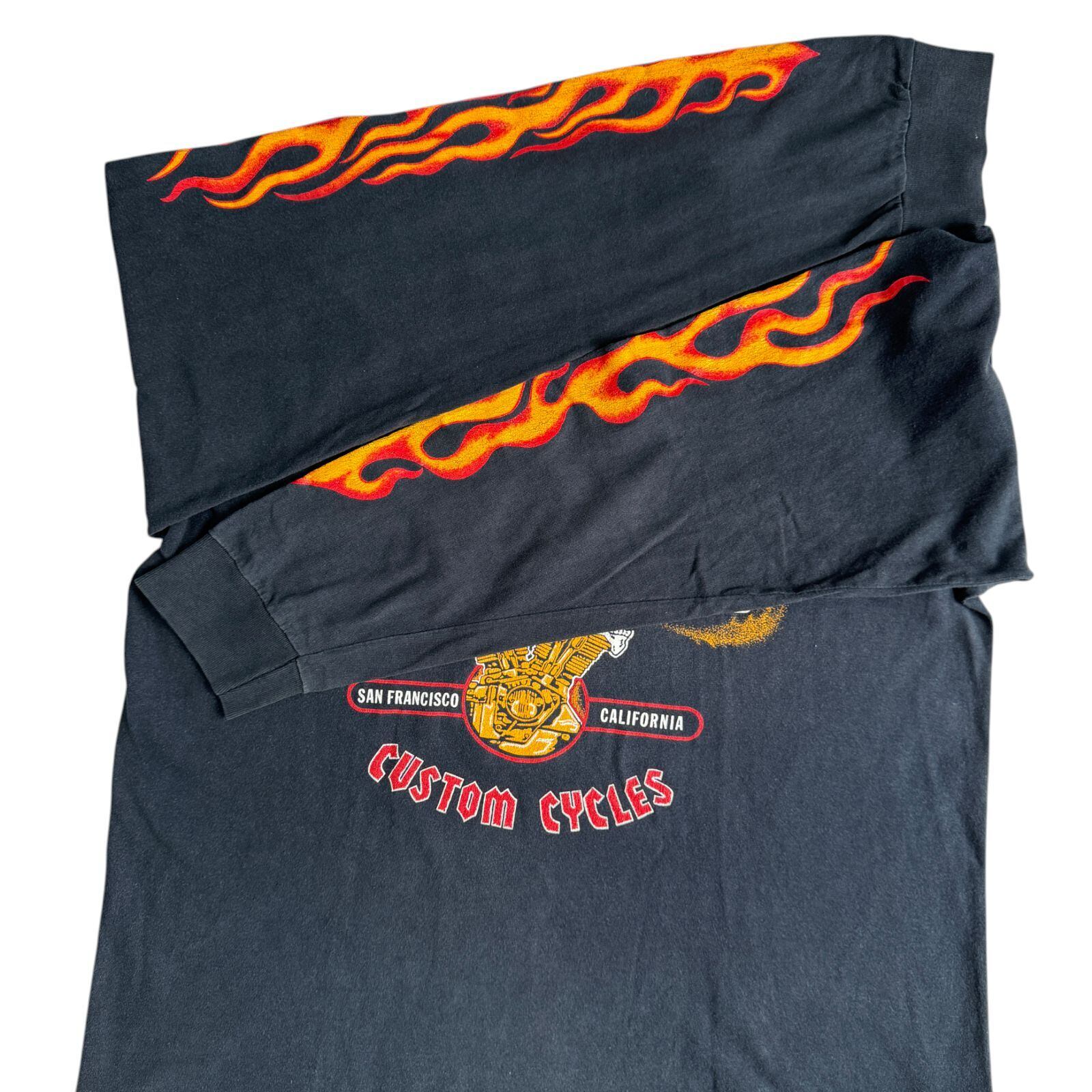 90s Frisco Choppers Flame Sleeve 長袖Tシャツ Lサイズ フリスコ
