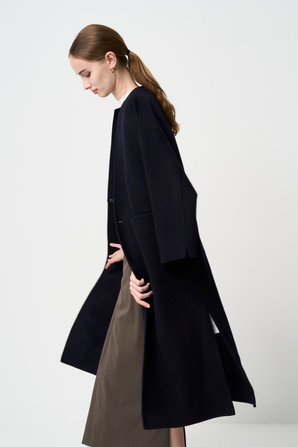 残りわずか Wool River Tailored Coat - Dark Navy | seven dot