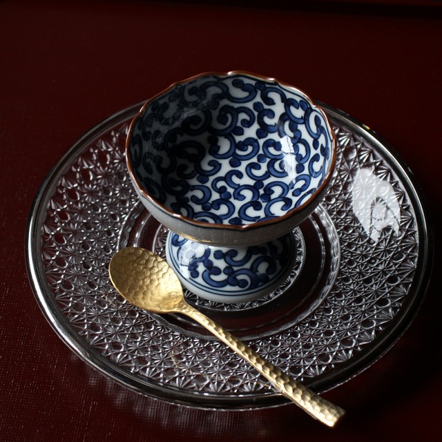 平戸松山窯　濃唐草　高台小鉢