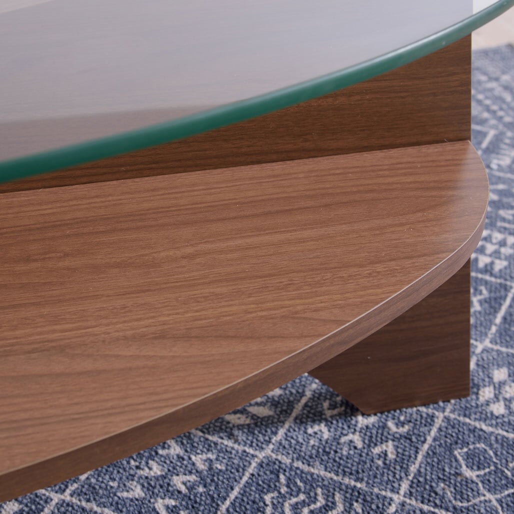 ガラス天板 収納 センターテーブル 横幅105cm【Oval／オーバル