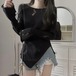 女性用ニットセーター,古着,透かし彫り,原宿グランジスタイル,韓国ファッション,穴あき,スリム,kpop y2k パーカー ジャージ ｙ２ｋ T240908140717_01