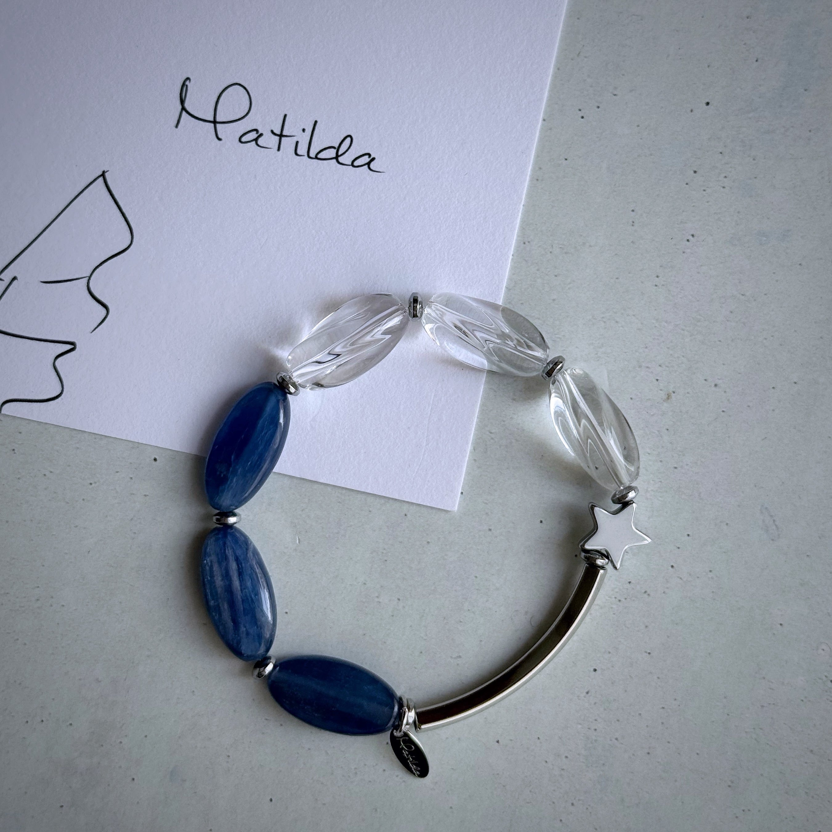 Tube & stone bracelet(カイヤナイト×クォーツ)