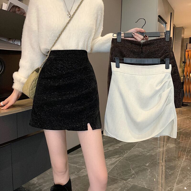 スカート オータムウィンターハイウェスト薄手 秋物 冬物 1号婦人44773838986