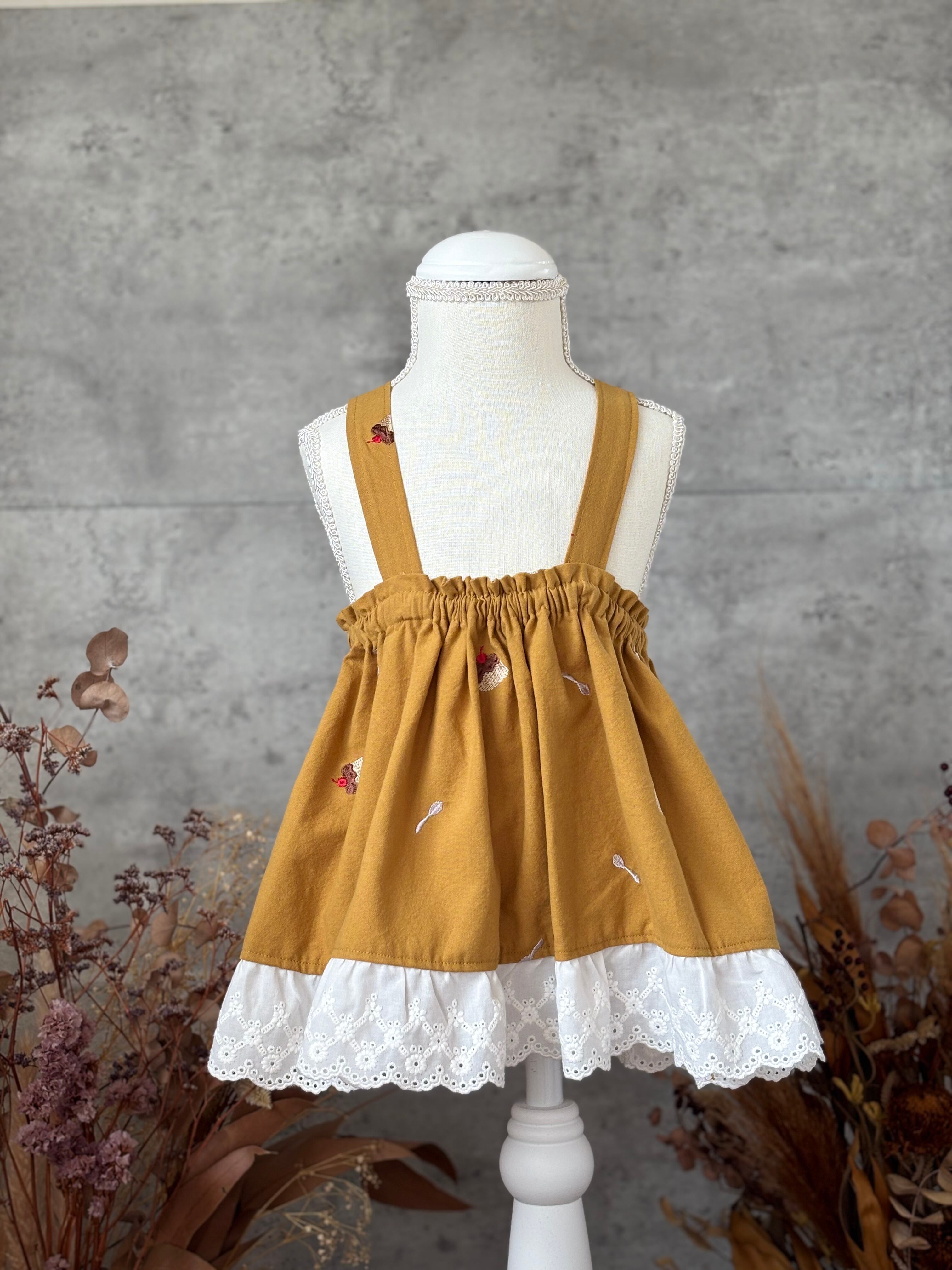 即納80cm】プリン刺繍サスペンダースカート | PAY ID
