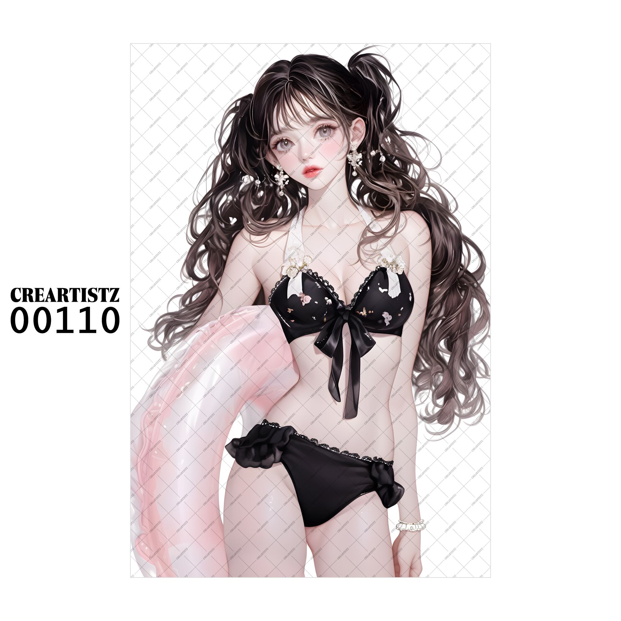 00110 ガール キュート オリジナル ペーパー/ステッカー 4枚セット CREARTISTZ