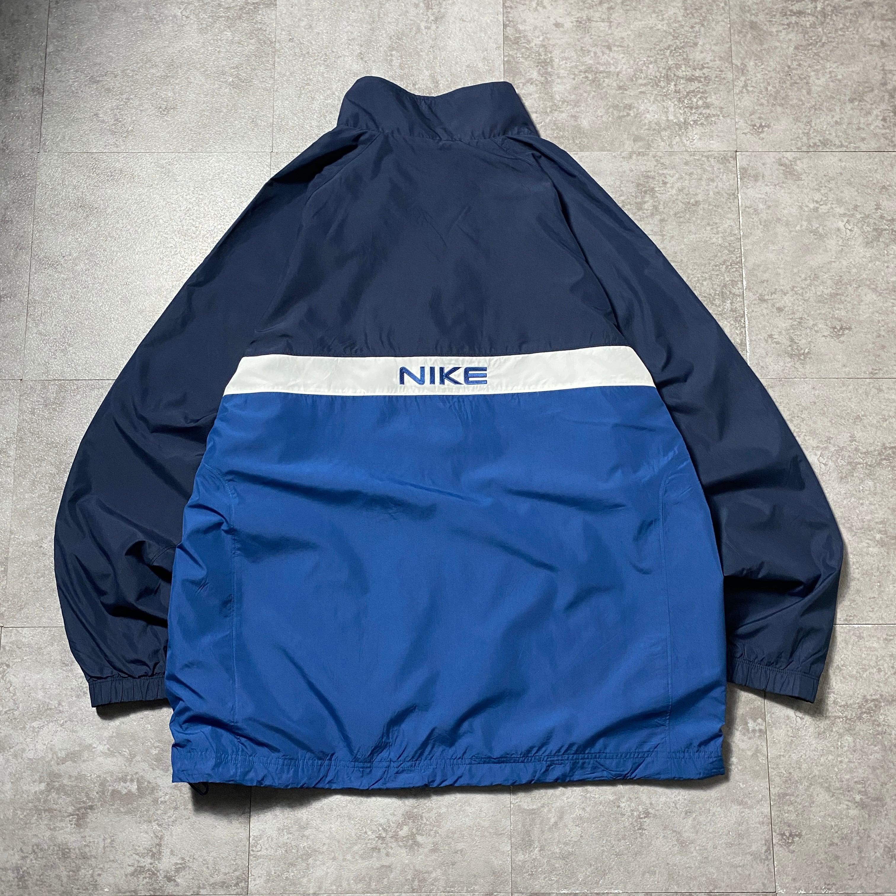 164【希少XXLサイズ】ナイキ☆ワンポイント刺繍ロゴナイロンジャケット Size:XXL】00's NIKE ナイキ スウォッシュ 刺繍ワンポイント バック