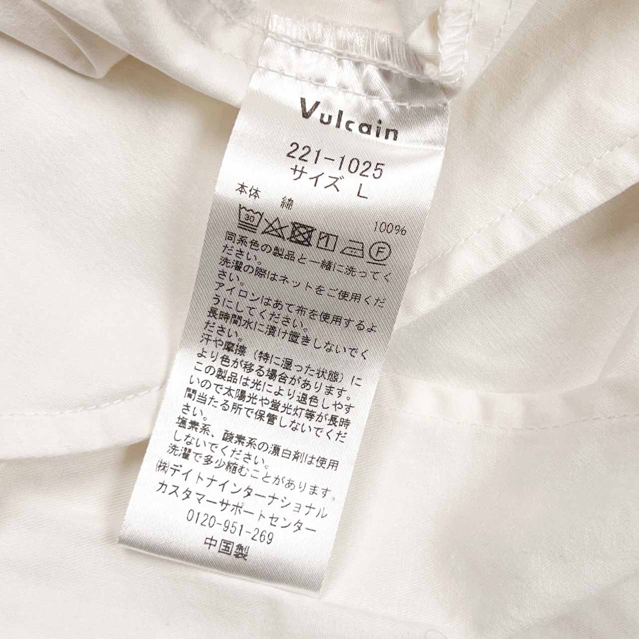 VULCAIN バルカン ハーフボタン風 バンドカラー 半袖シャツ ジャケット L/ホワイト メンズ