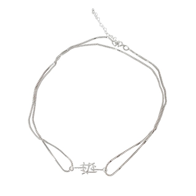 [N008]Silver 925 Ffx LOGO design necklace/chocker