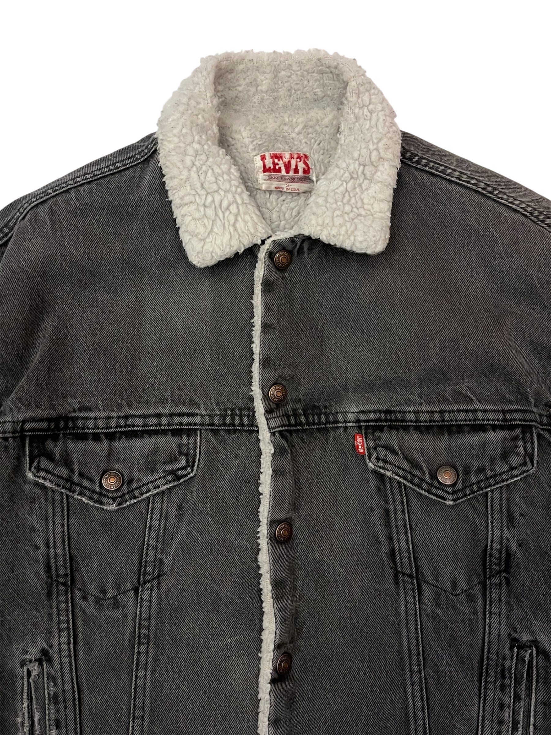 80s Levis 70609 0270 ブラックデニムジャケット シェルパ 80s Levi's 70609-0270 Black Denim Sherpa Jacket Made in U.S.A. 80