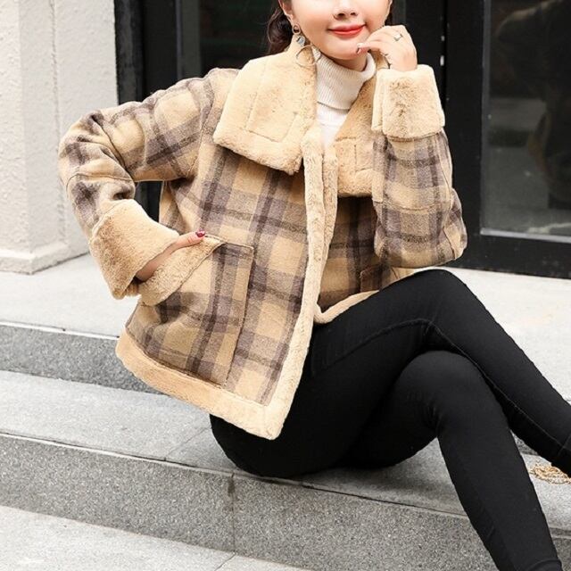 定番 人気 コート ジャケット ムートンコート ムートン チェック