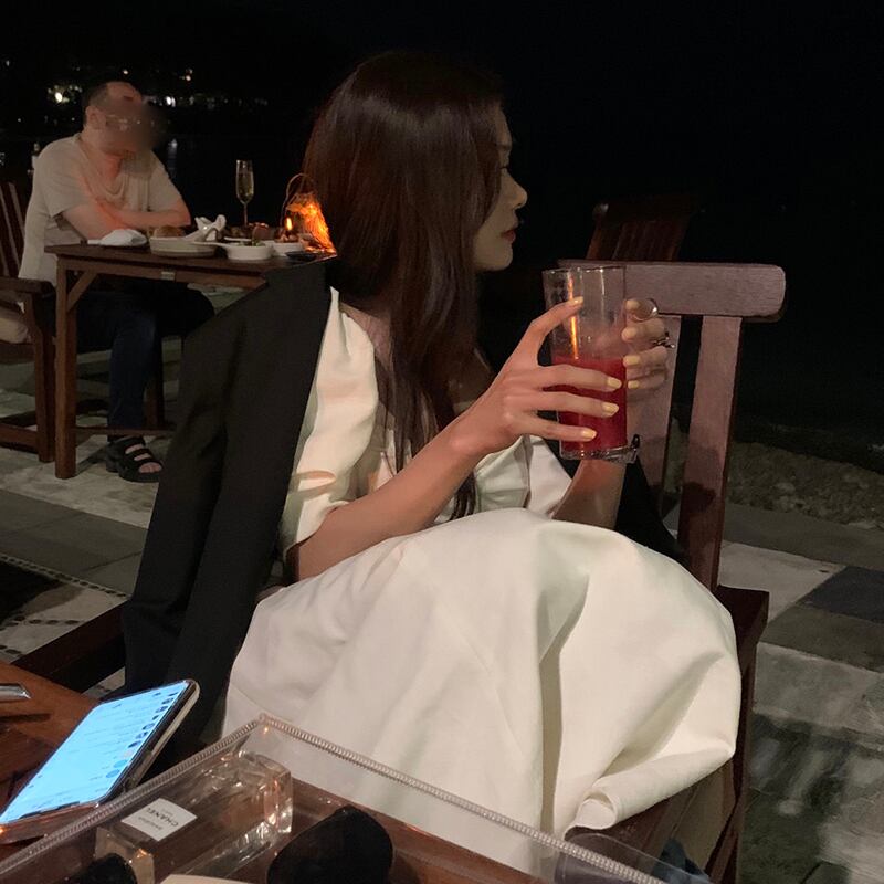 スタンダードロングスカート 薄手半袖スリーブドレス レディース ショート レトロ ハーフスリーブ ビッグFスモールZ韓国33473661109