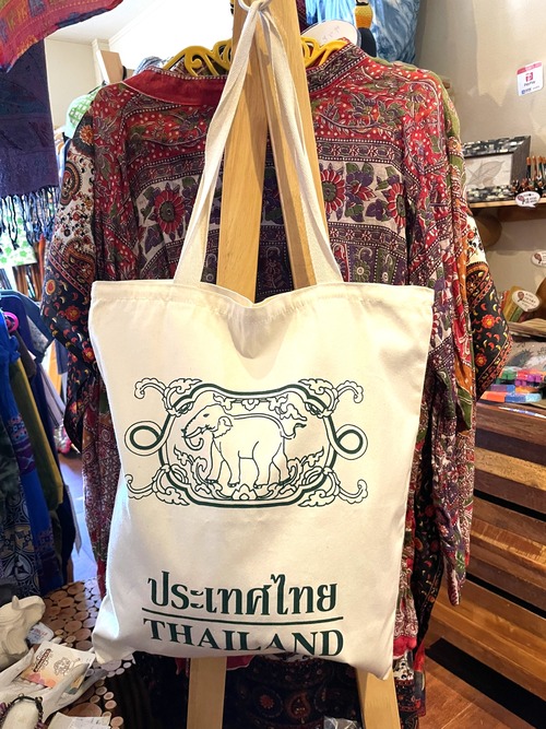 トートバック バック 布バック 大容量 コットン エコバッグ ハンドメイドバッグ アジアンバッグ エスニックバッグ 通学バッグ  ＊ アジアン雑貨 No.17 L ゾウグリーン