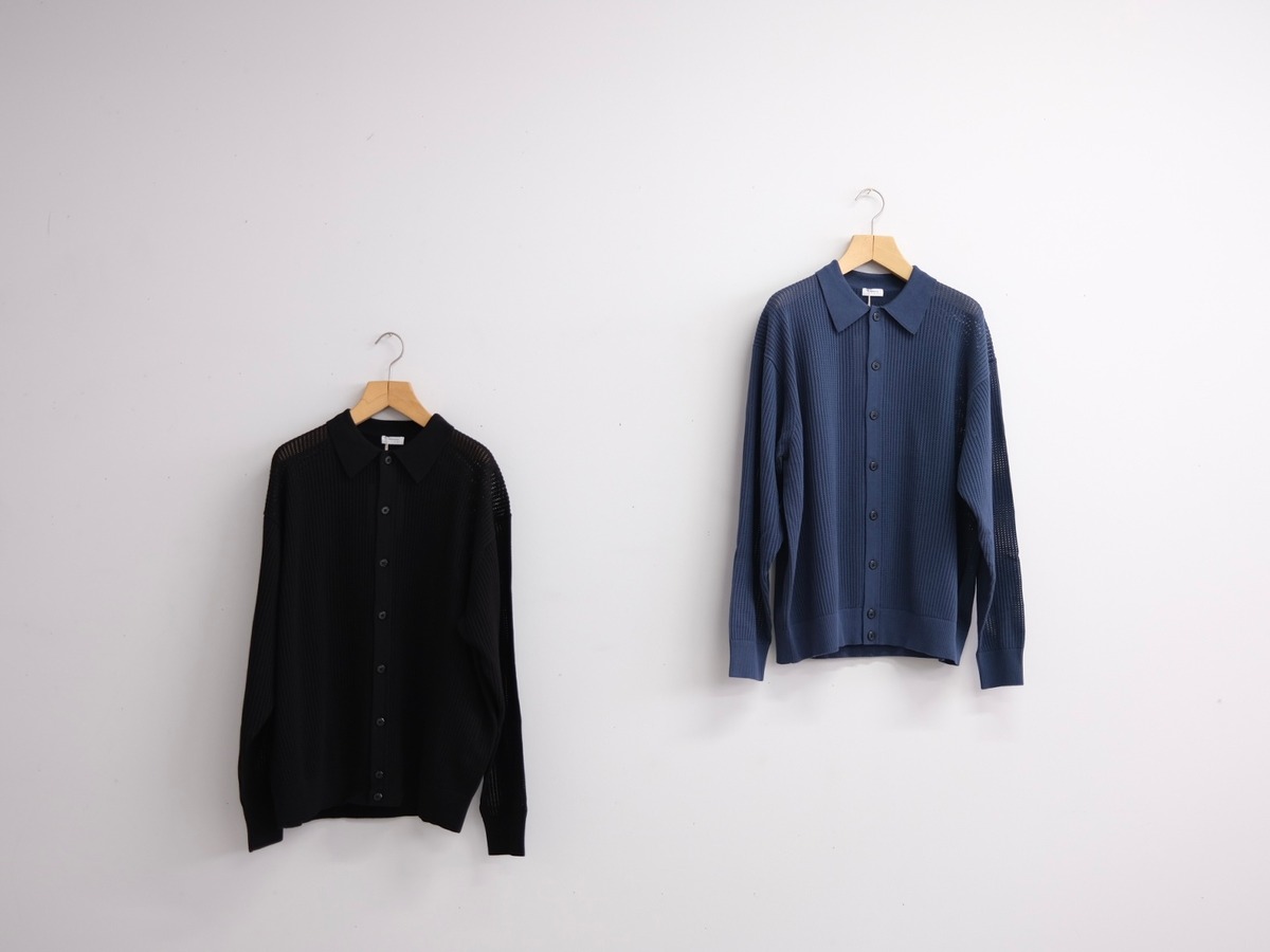 crepuscule“Stripe Mesh Knit Shirt” | Lapel online store
