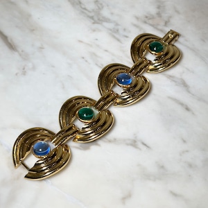 vintage LOEWE gold metal color stone bracelet