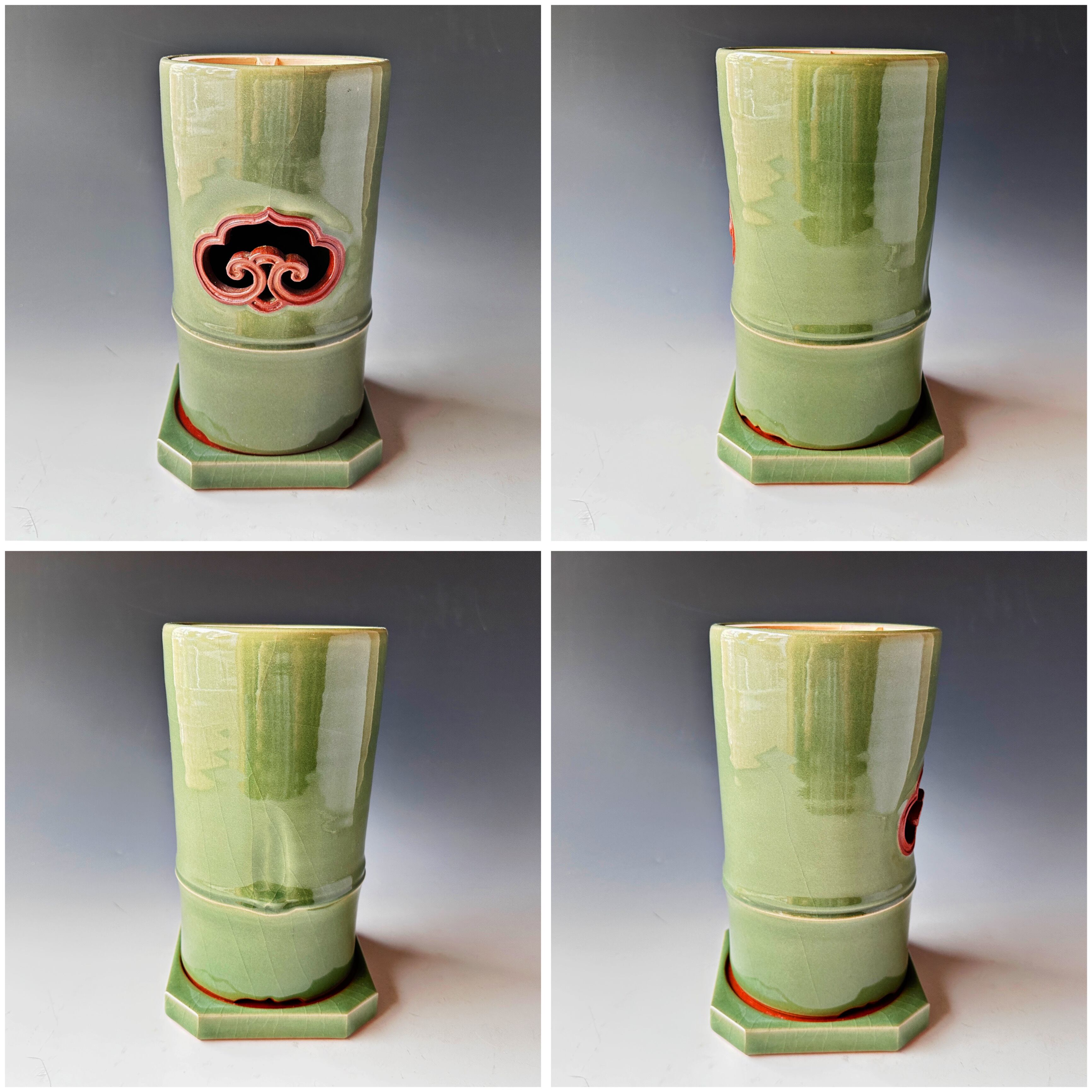 村田亀水 飛青磁 建水 茶道具 煎茶道具 京焼 陶芸 茶会 稽古 煎茶 