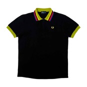 FRED PERRY フレッドペリー 比翼 ハーフジップ 半袖 ポロシャツ サイズ L /メンズ/マルチカラー×ブラック