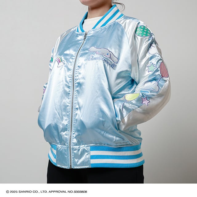 サンリオ シナモロール スカジャン ブルー L 男女兼用 美品 シナモン スイートブルースカイ スタジャン L アパレル シナモロール