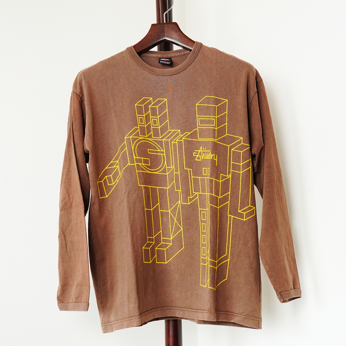 Old Stussy ステューシー／3D・ロボット／ブラウン／ロンT【STS0097 