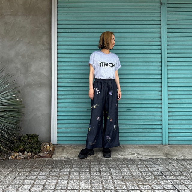 【Botanical Garden Denim / Wide Pants】