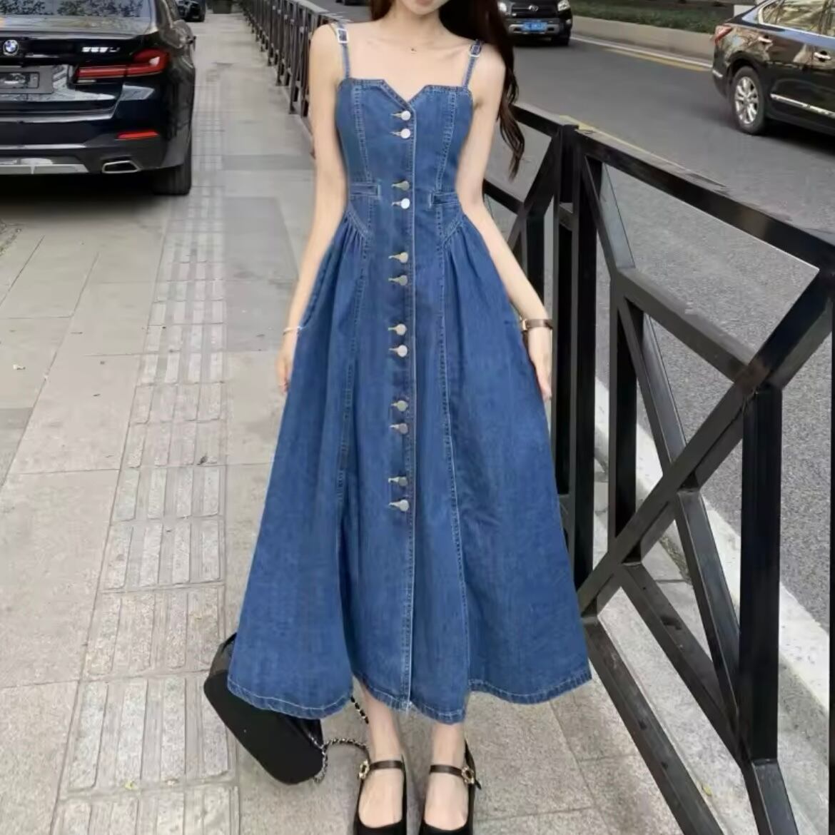 デニムAラインジャンパースカート