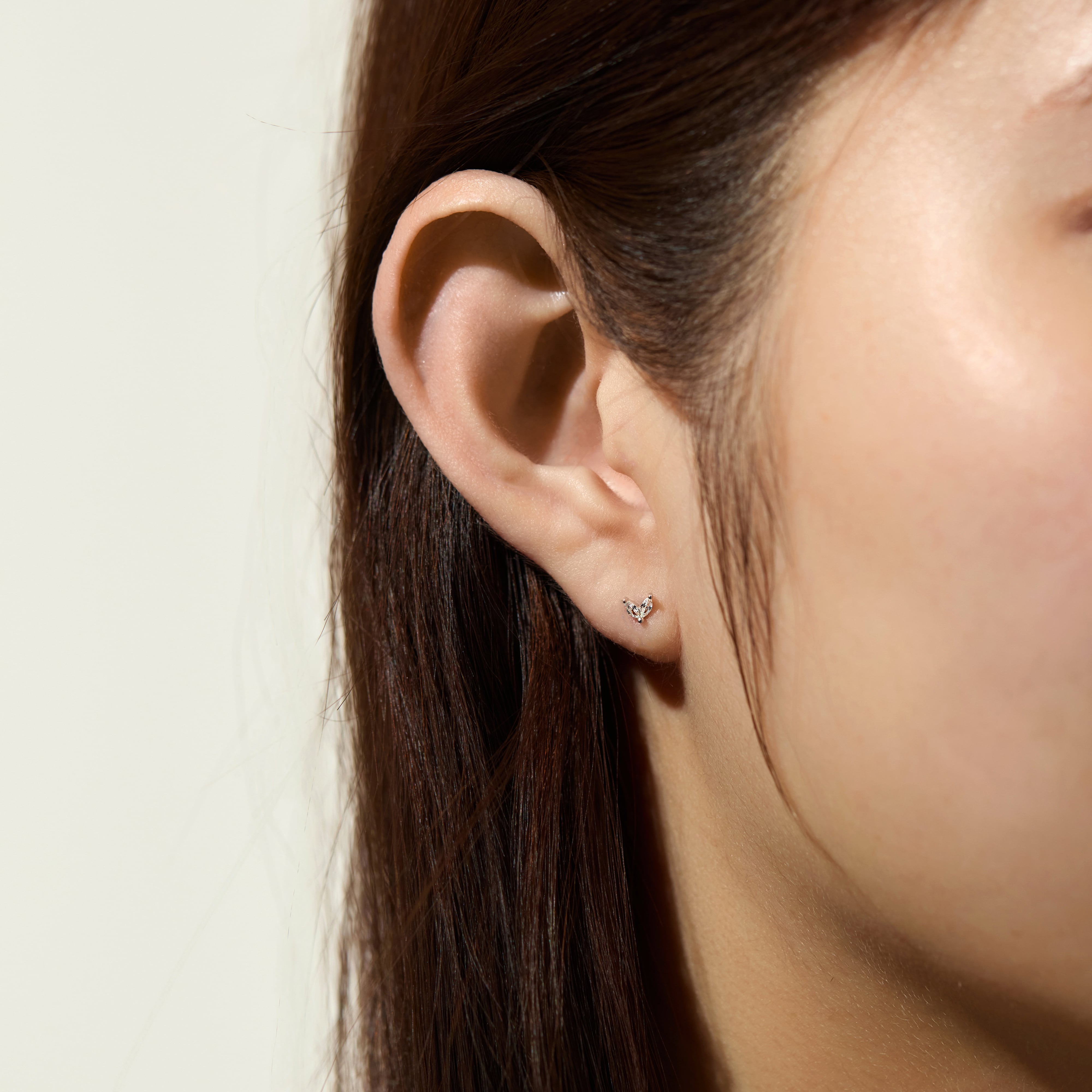 leaf lobe studs [シルバー/耳たぶ用/2個set] | 軟骨ピアス おしゃれな
