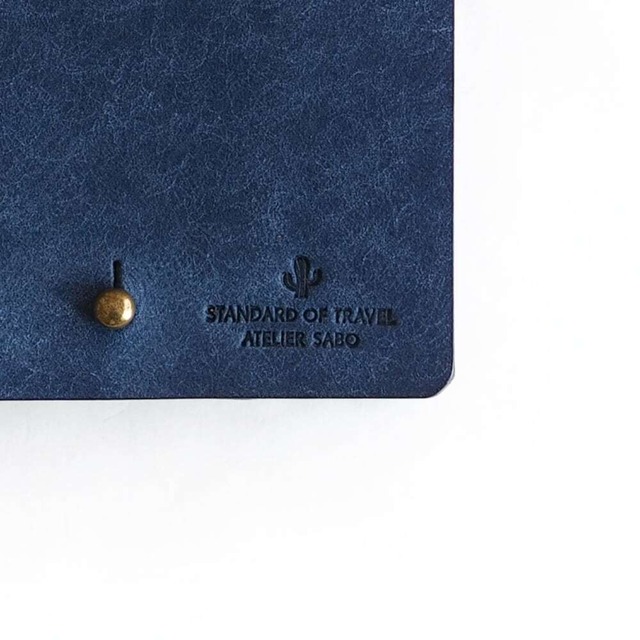 薄い 二つ折り財布 【 ブルー × ブラウン 】 ブランド メンズ レディース 鍵 コンパクト レザー 革 ハンドメイド 手縫い