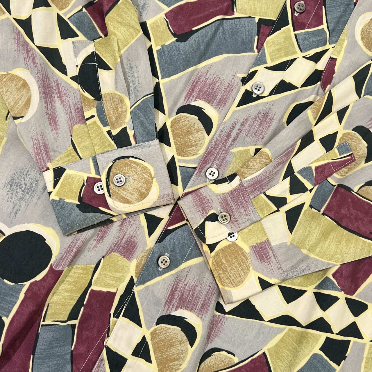 90s PERRY ELLIS ペリーエリス アートデザイン 総柄 長袖シャツ 柄シャツ L/マルチ メンズ ビンテージ