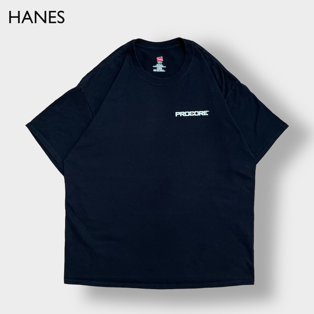 【HANES】企業系 建築系 ソフトウェア PROCORE ワンポイントロゴ Tシャツ バックプリント X-LARGE ビッグサイズ 黒 半袖 us古着