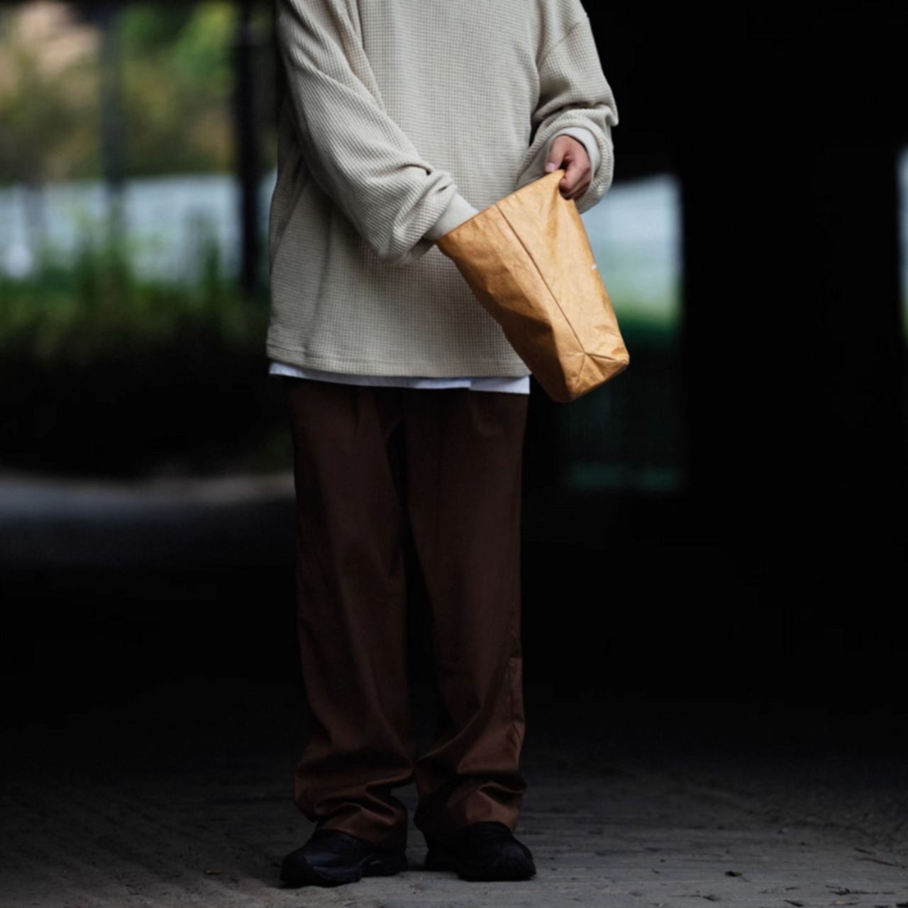 ストリートきれいめドレープパンツ　0697