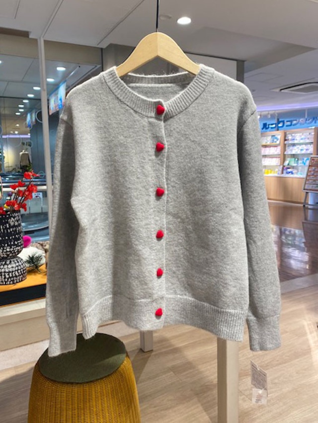 ハートボタンニットカーディガン［Color:グレー］通常価格¥10,780
