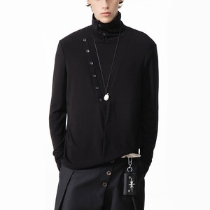 アシンメトリーボタンハイネック2wayロングカットソー(ruf_03226)