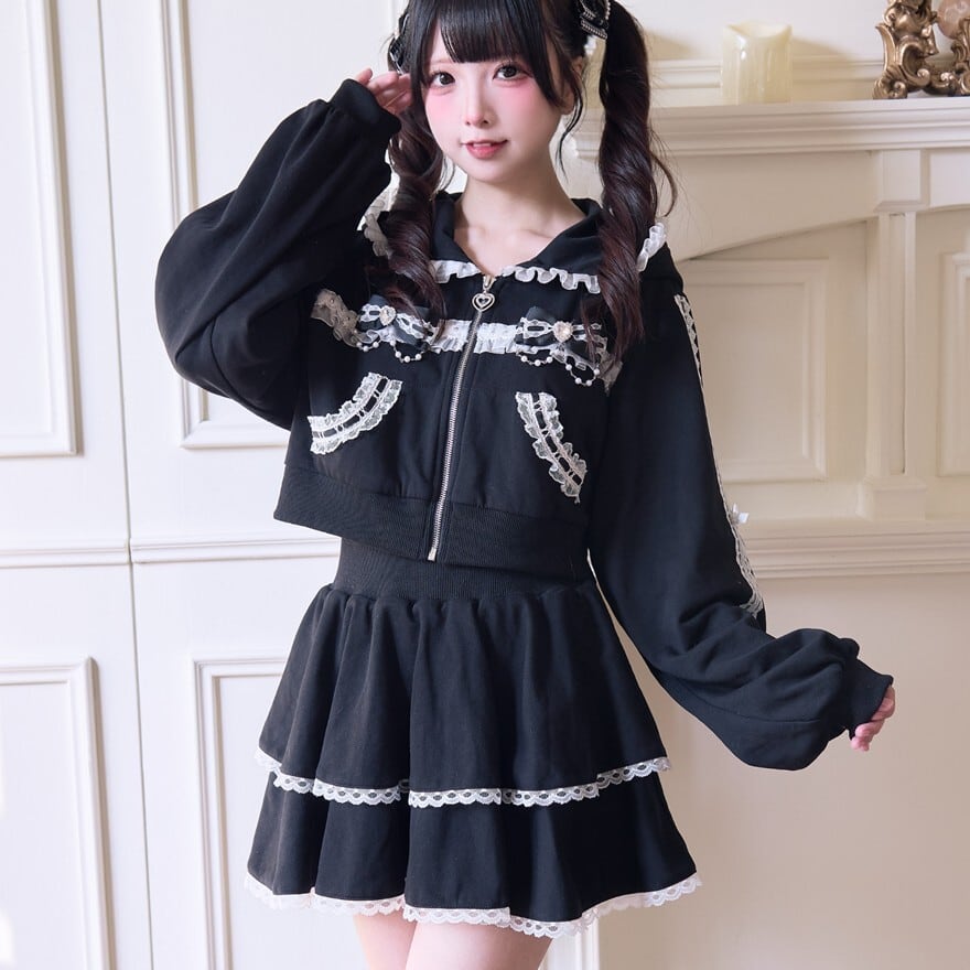 量産型/地雷 ジャケット スウェット 長袖 ZIPアップ レース