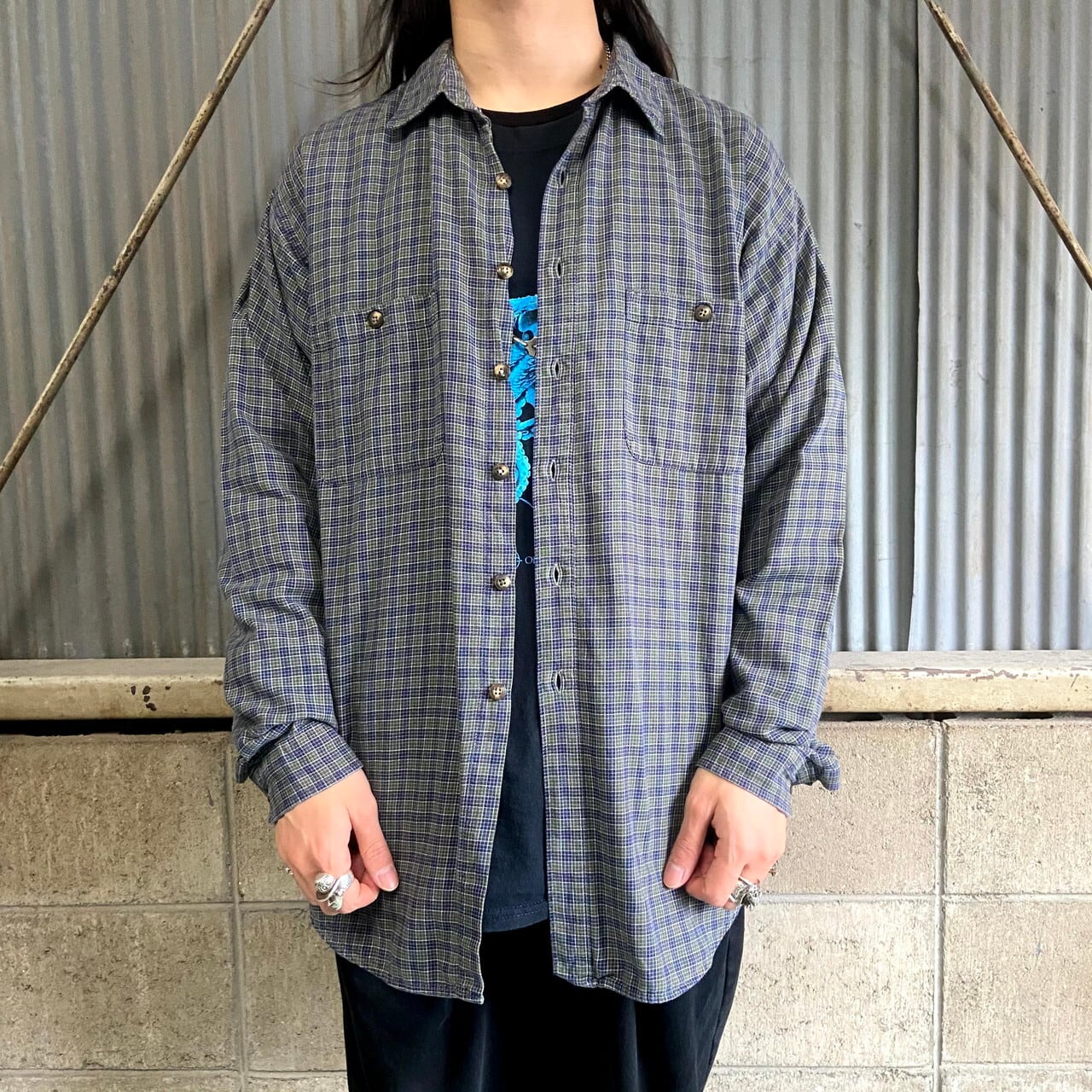 98年製 patagonia パタゴニア オーガニックコットン チェックシャツ メンズL相当 古着 ORGANIC COTTON 長袖シャツ  ネイビー×グリーン 紺色 緑色 90年代 90s ビンテージ ヴィンテージ【長袖シャツ】【AL2110】 | cave 古着屋【公式】古着通販サイト