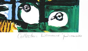 パブロ・ピカソ「鳩」作品証明書・展示用フック・限定500部エディション付複製画ジークレ